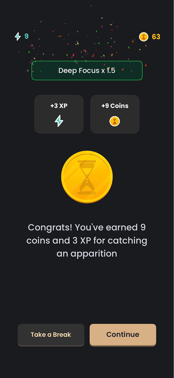 Coins reward screen