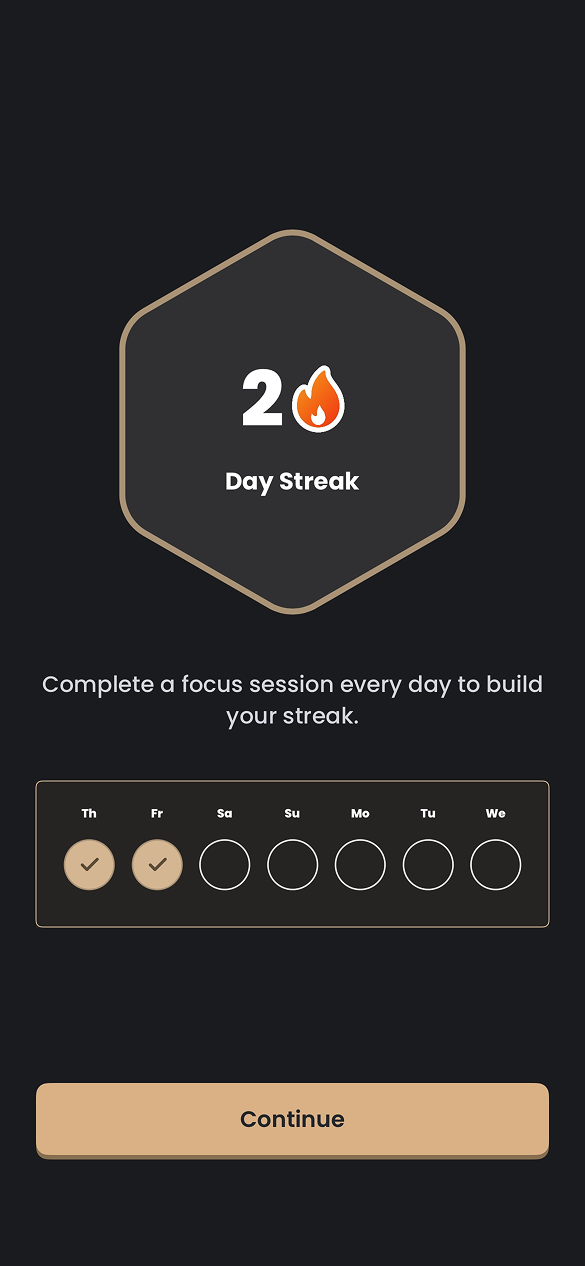 Day streak screen